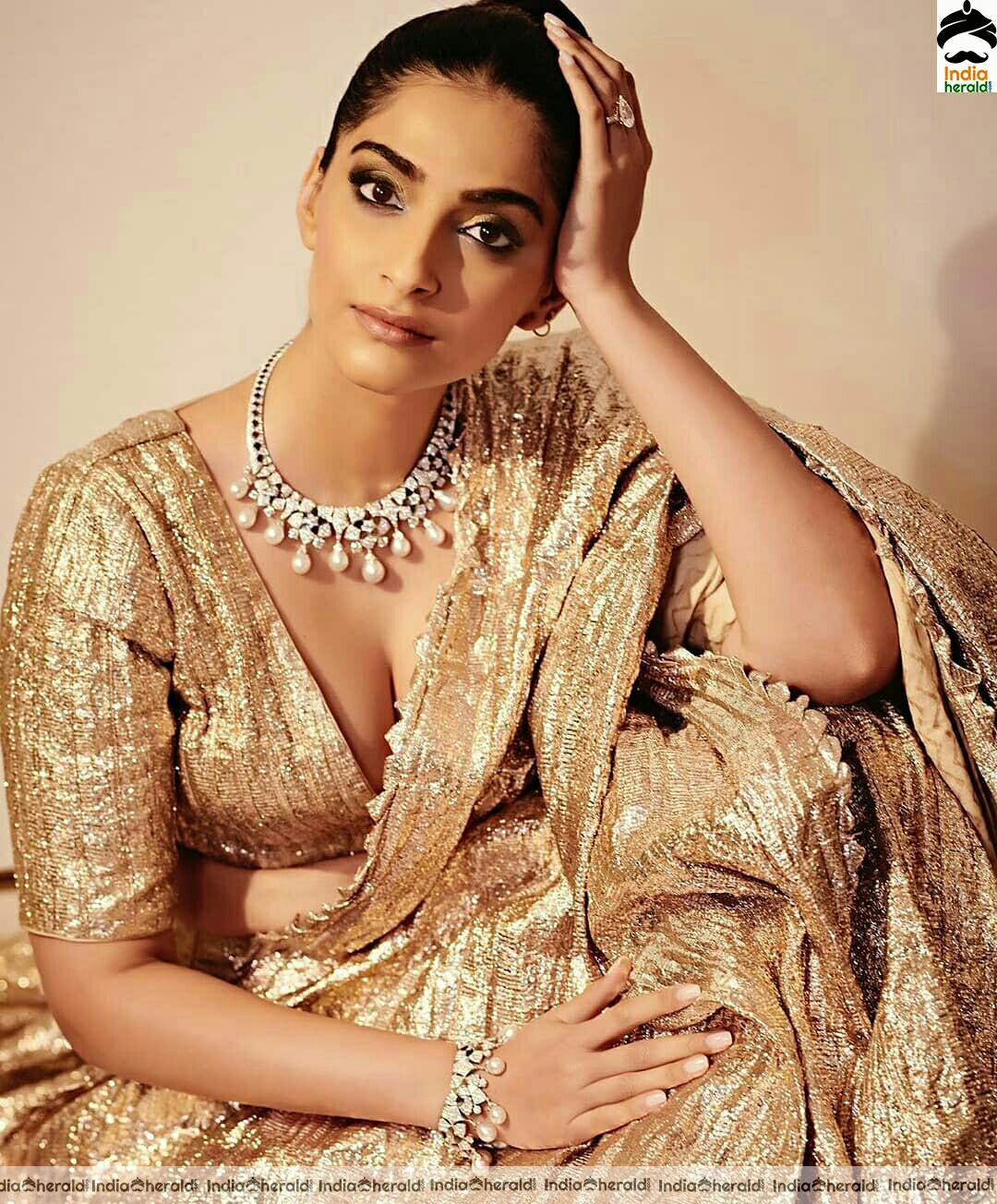 Sonam Kapoor Hot Golden Dress Photoshoot