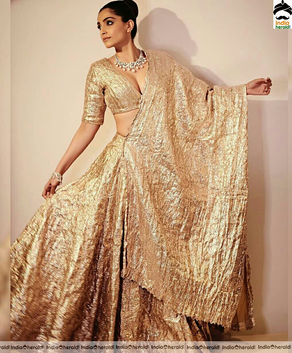 Sonam Kapoor Hot Golden Dress Photoshoot