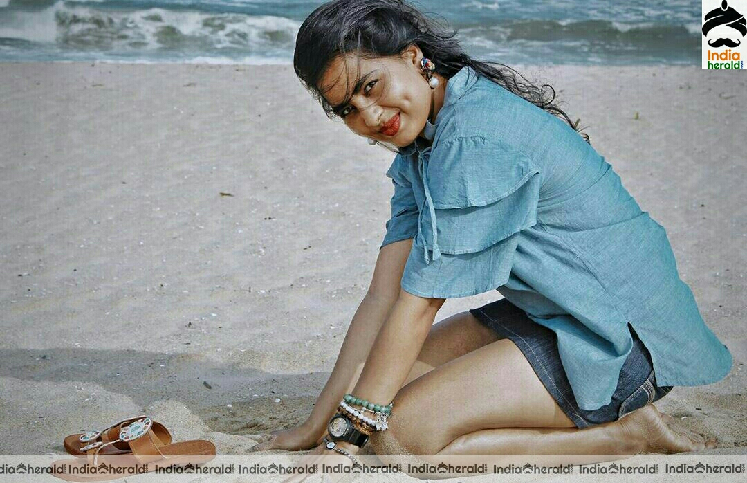 Srushti Dange Hot In Beach Side Stills