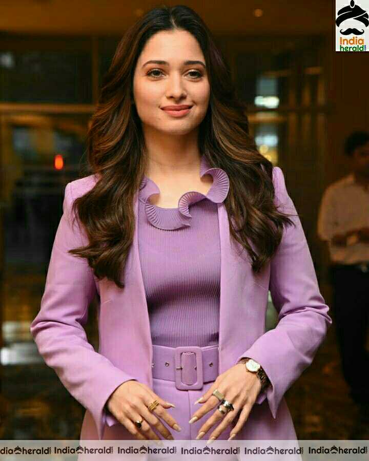 Tamanna Cute Lavander Colour Dress Photoshoot