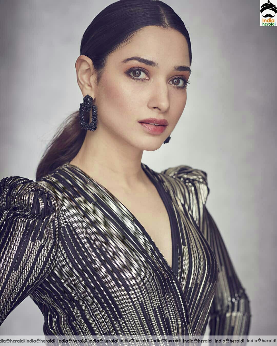 Tamanna Hot In Latest Ash And Black Glitter Dress Stills