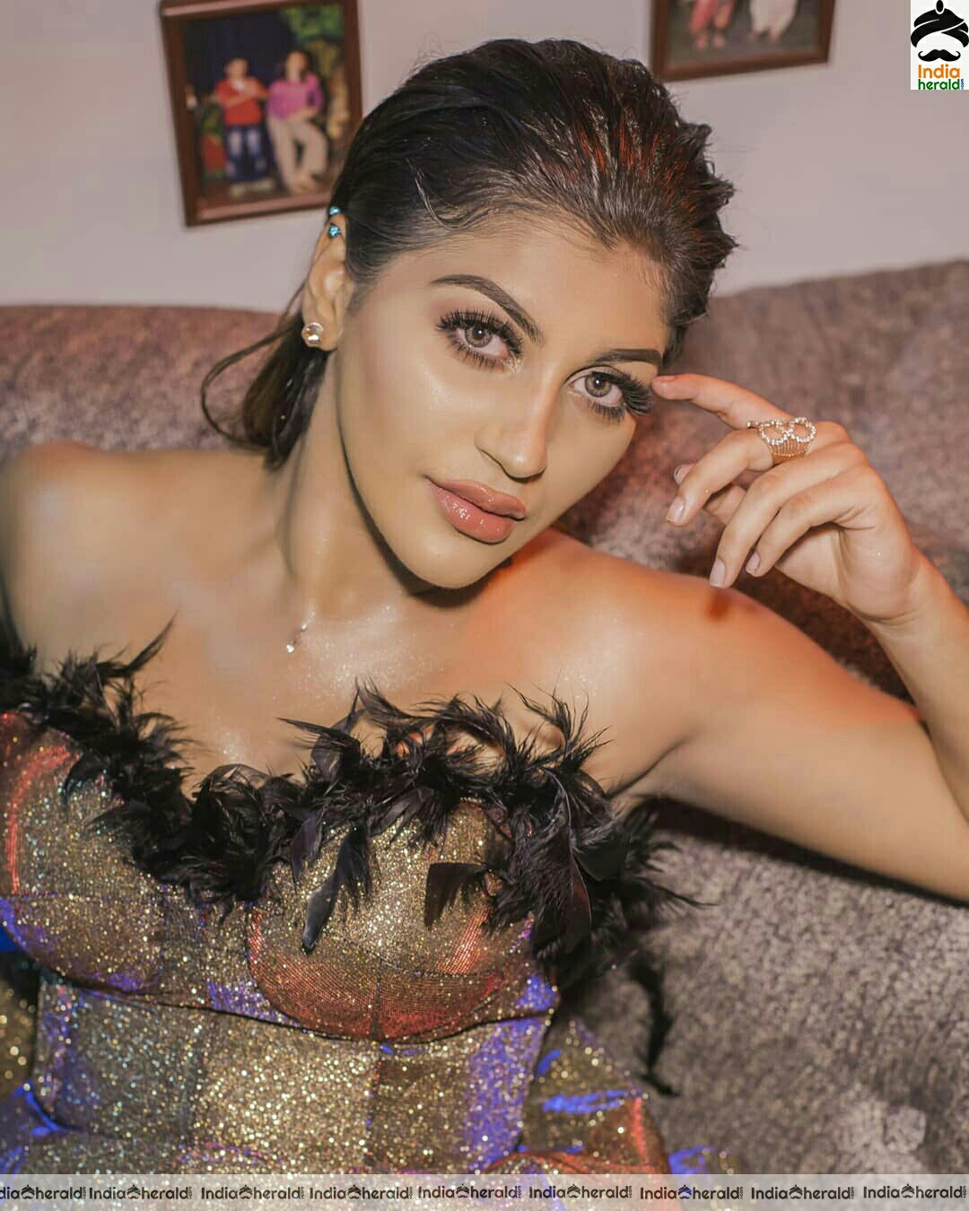 Yashika Aannand Hot golden dress Photoshoot