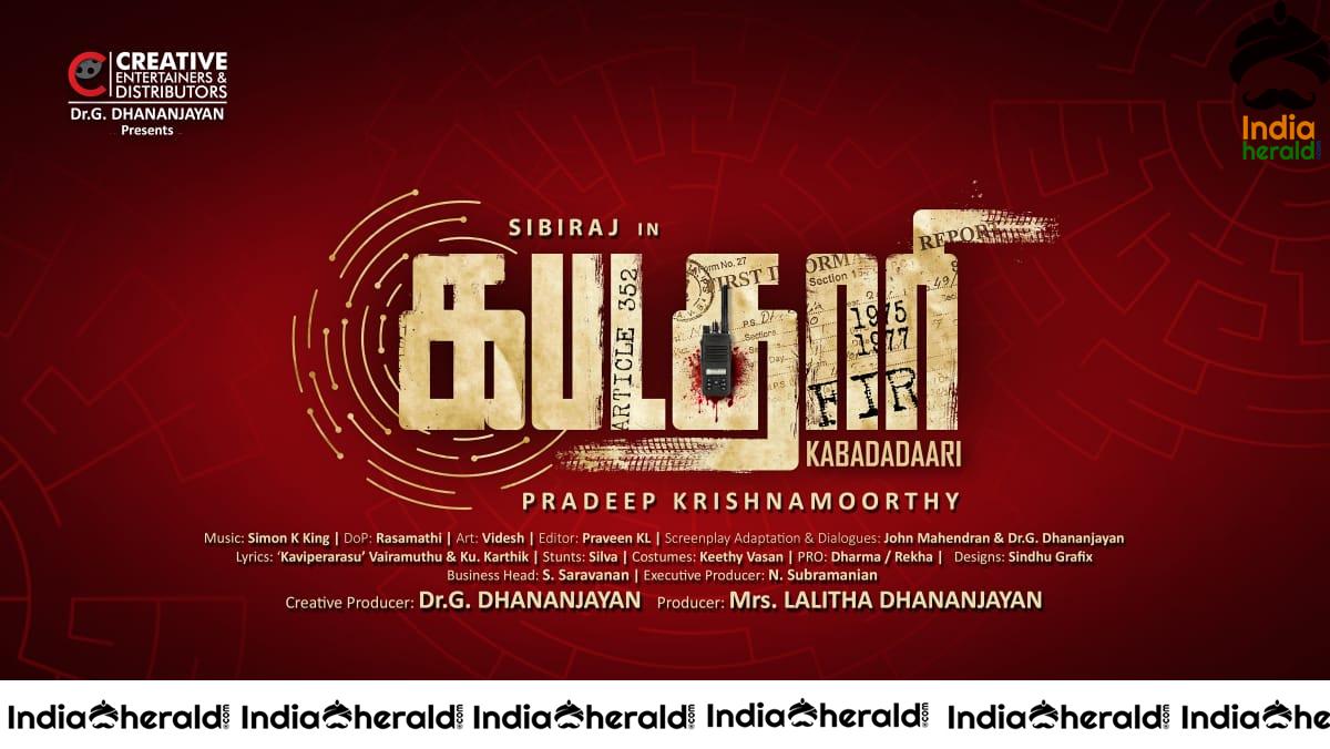 Actor Sibiraj join hands with Dhananjayan and Nandita for Kabadathaari