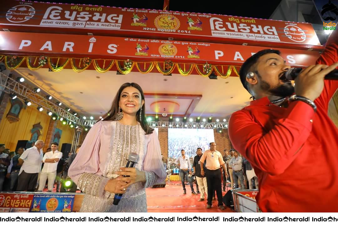 Kajal Aggarwal Looking Angelic in White before a massive crowd during a Public Event Set 3