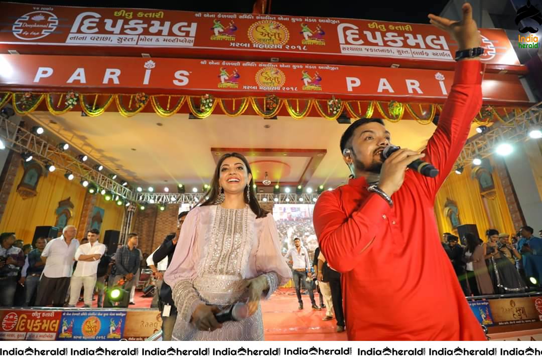 Kajal Aggarwal Looking Angelic in White before a massive crowd during a Public Event Set 3