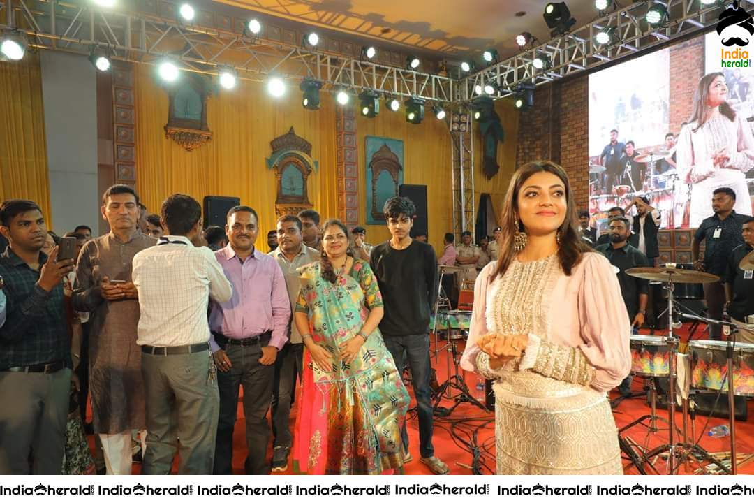 Kajal Aggarwal Looking Angelic in White before a massive crowd during a Public Event Set 3