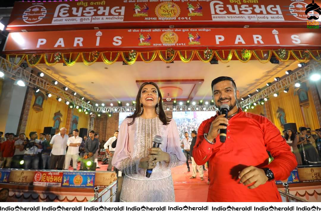 Kajal Aggarwal Looking Angelic in White before a massive crowd during a Public Event Set 3