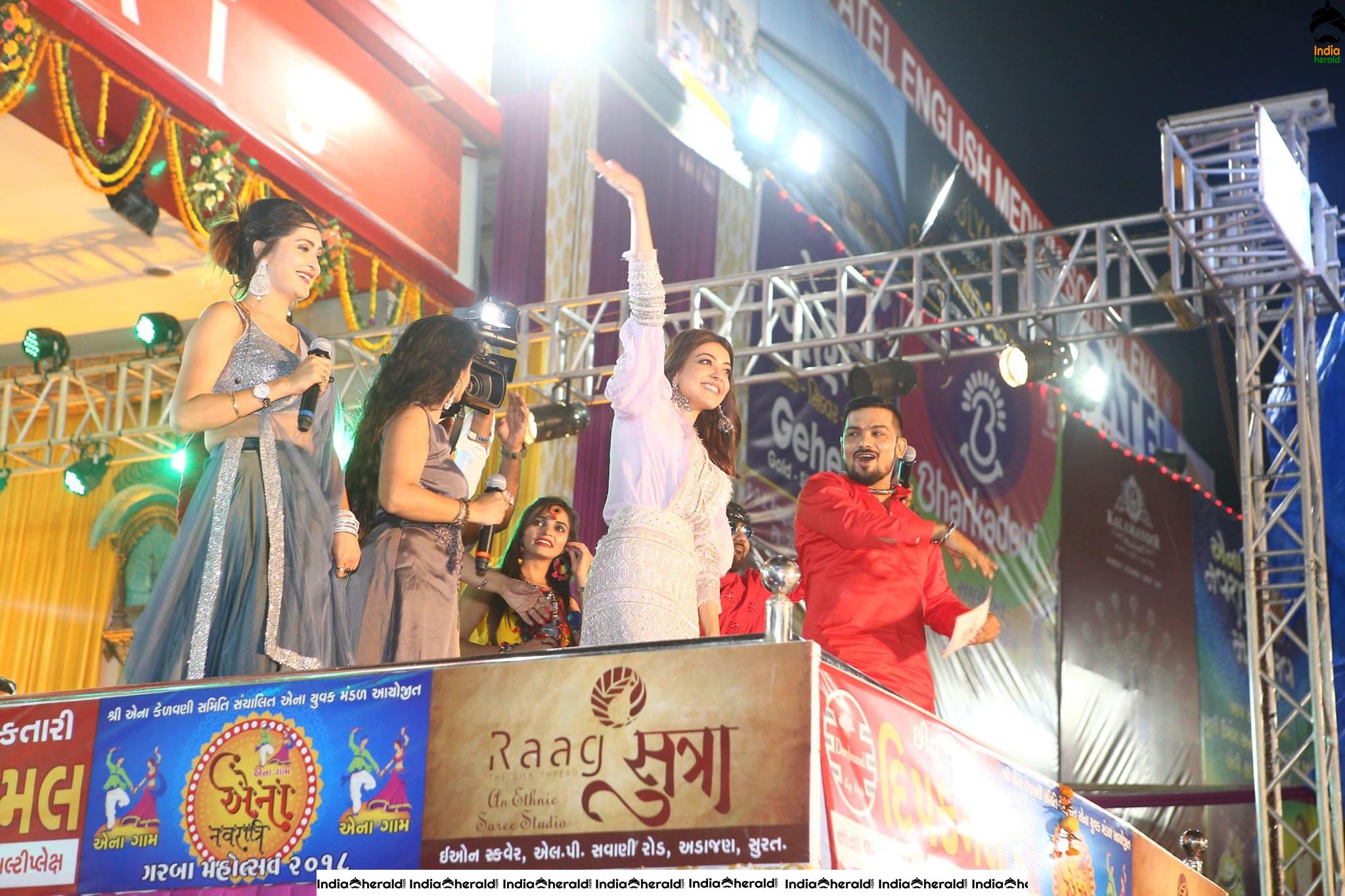 Kajal Aggarwal Looking Angelic in White before a massive crowd during a Public Event Set 5