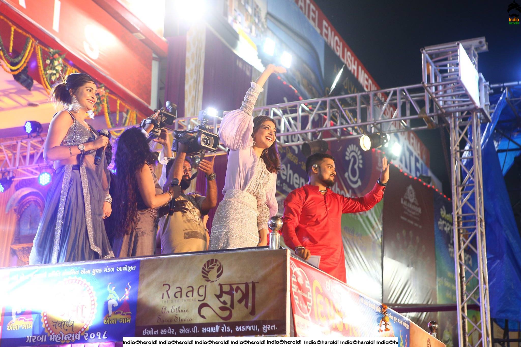 Kajal Aggarwal Looking Angelic in White before a massive crowd during a Public Event Set 5