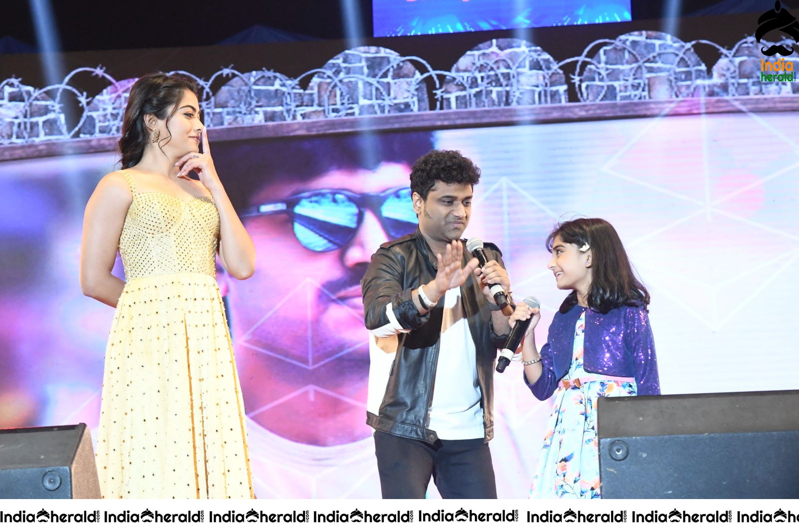 Rashmika Mandanna Cute and Adorable Moments with Kid on the stage at SN Event Set 1