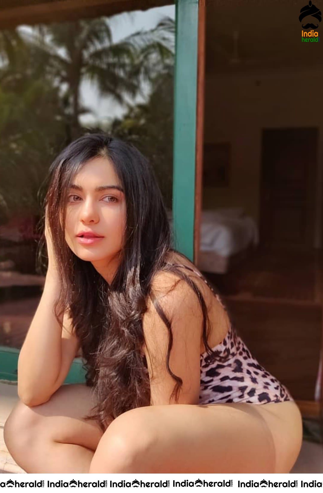 Adah Sharma Hot Thigh Show in Single Piece Bikini