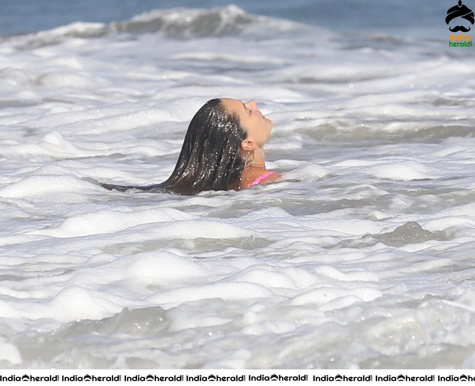 Alessandra Ambrosio Caught in Pink Bikini at the beach in Malibu Set 2