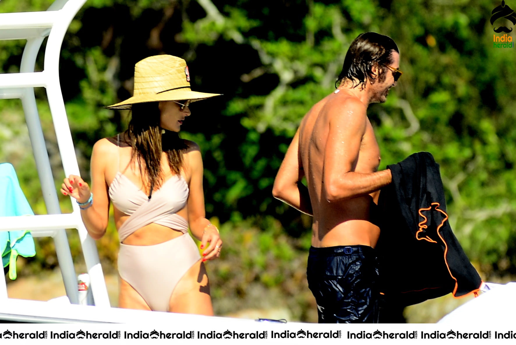 Alessandra Ambrosio in a Bikini on a boat in Florianopolis Set 1