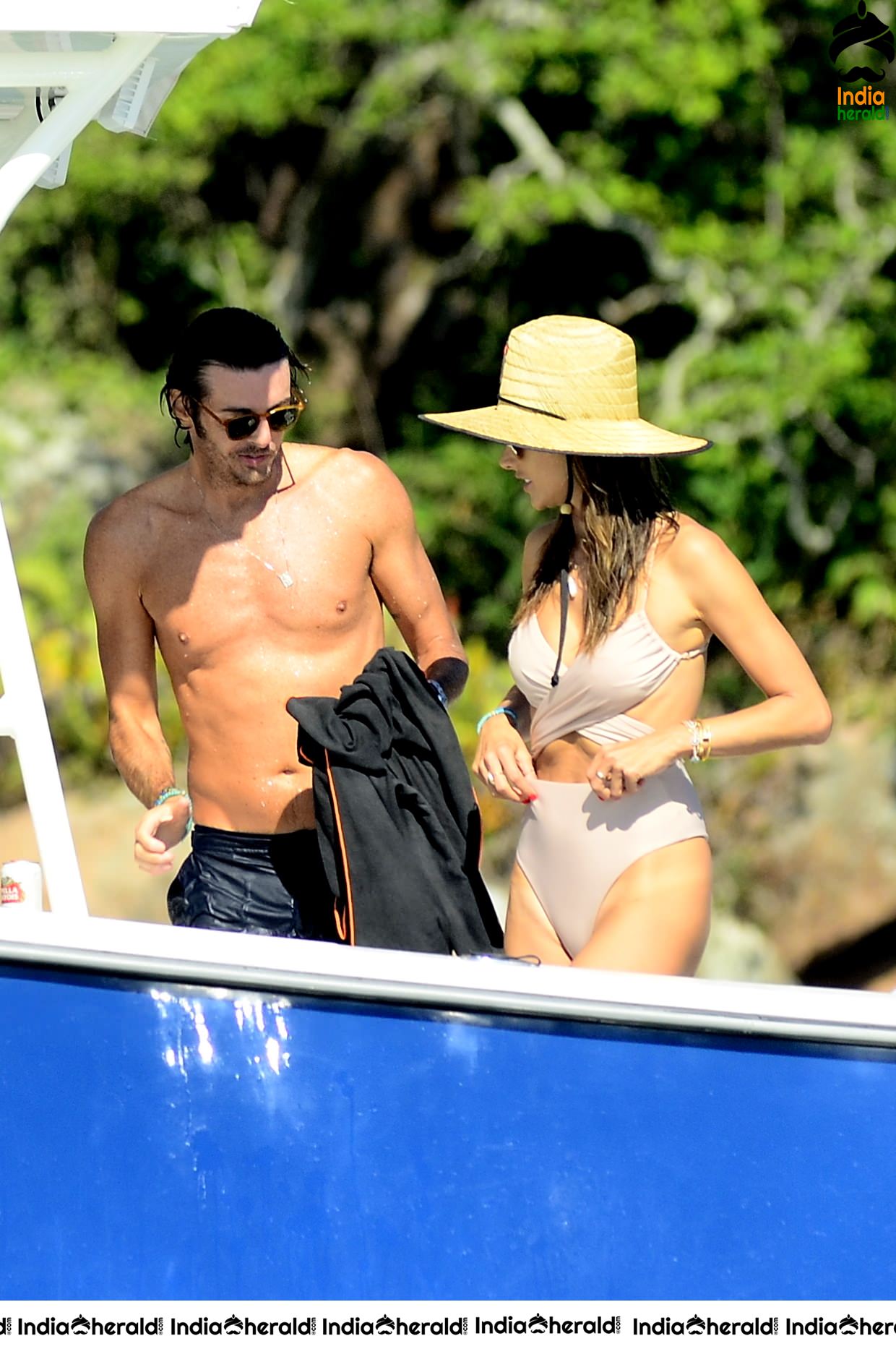 Alessandra Ambrosio Spotted in Bikini Enjoying on a Boat Set 3