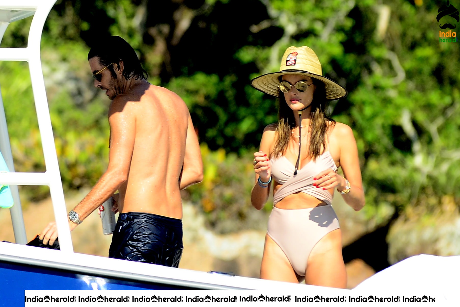 Alessandra Ambrosio Spotted in Bikini Enjoying on a Boat Set 3