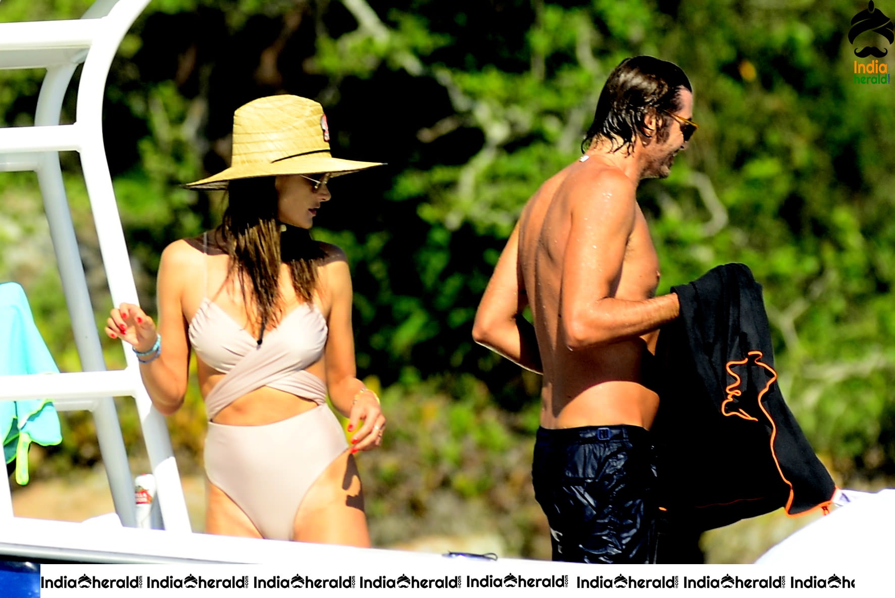 Alessandra Ambrosio Spotted in Bikini Enjoying on a Boat Set 3