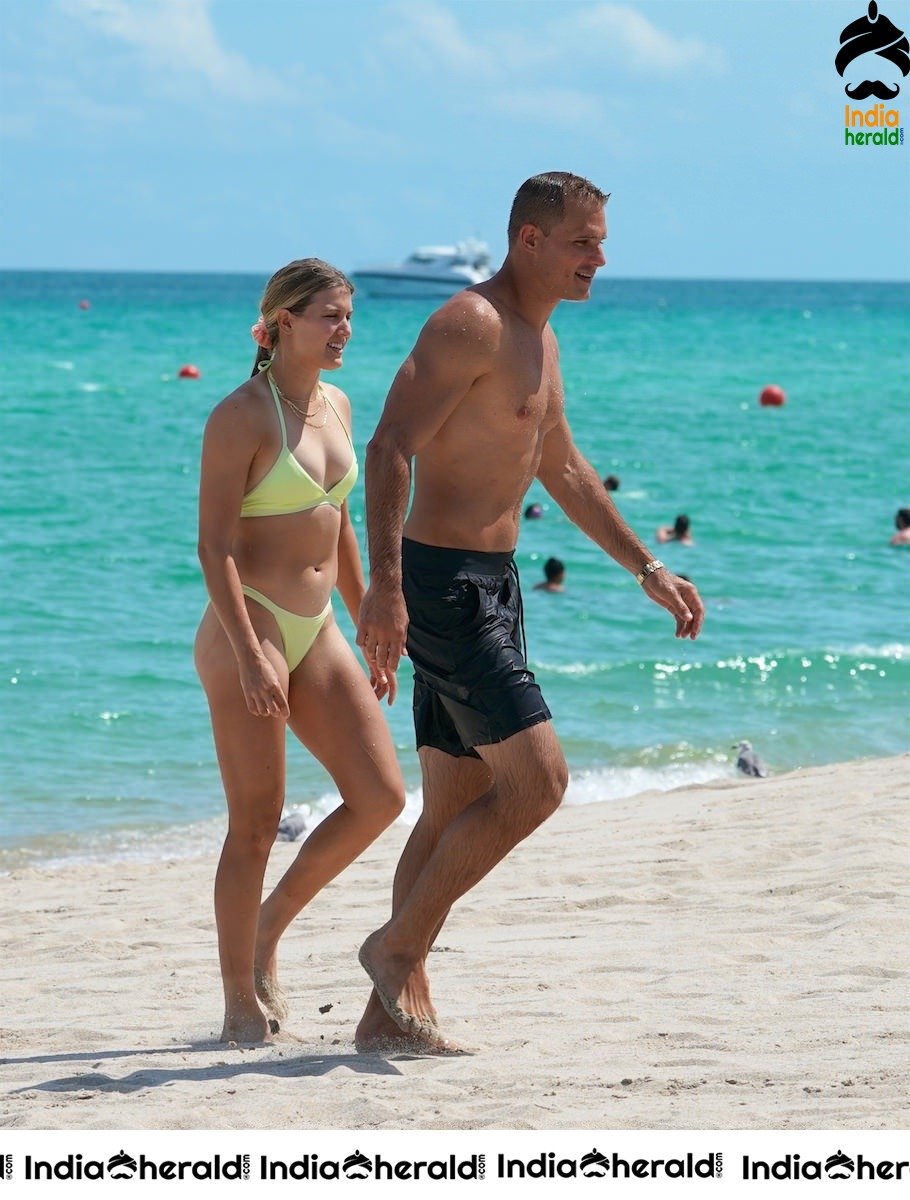 Eugenie Bouchard in Bikini and enjoying with boyfriend on the beach in Miami Set 2