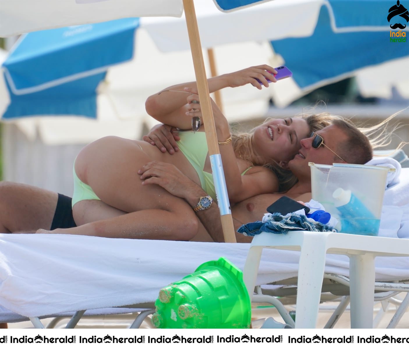 Eugenie Bouchard in Bikini and enjoying with boyfriend on the beach in Miami Set 2