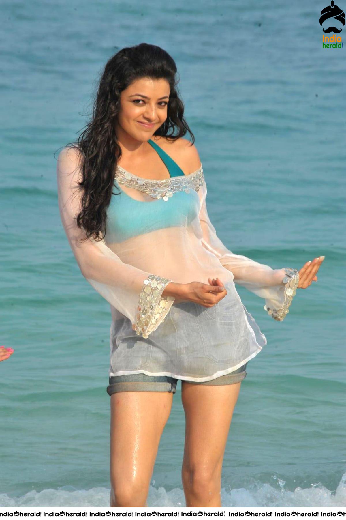 Kajal Aggarwal in Bikini and she gets Wet and Tempts our Lustful Desires