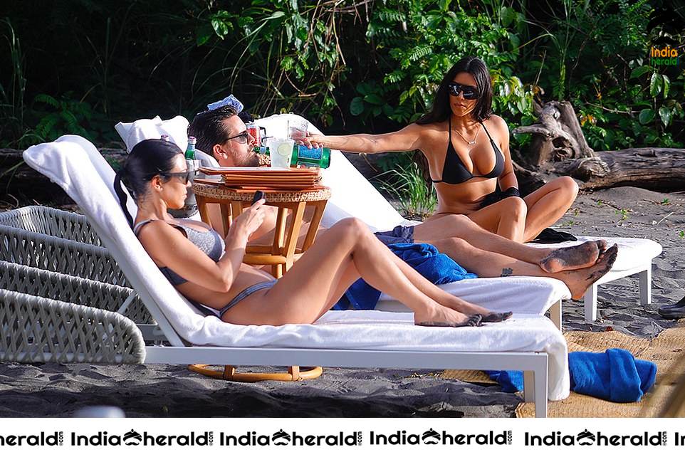Kim Kardashian in Black Bikini Exposing on the beach in Costa Rica
