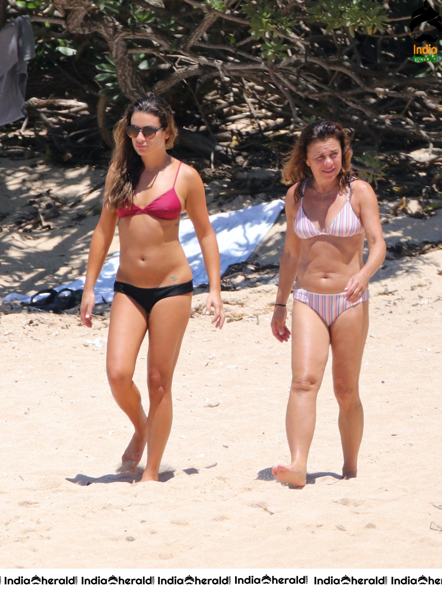 Lea Michele in a Hot Bikini and exposes her Sexy Body by getting Wet