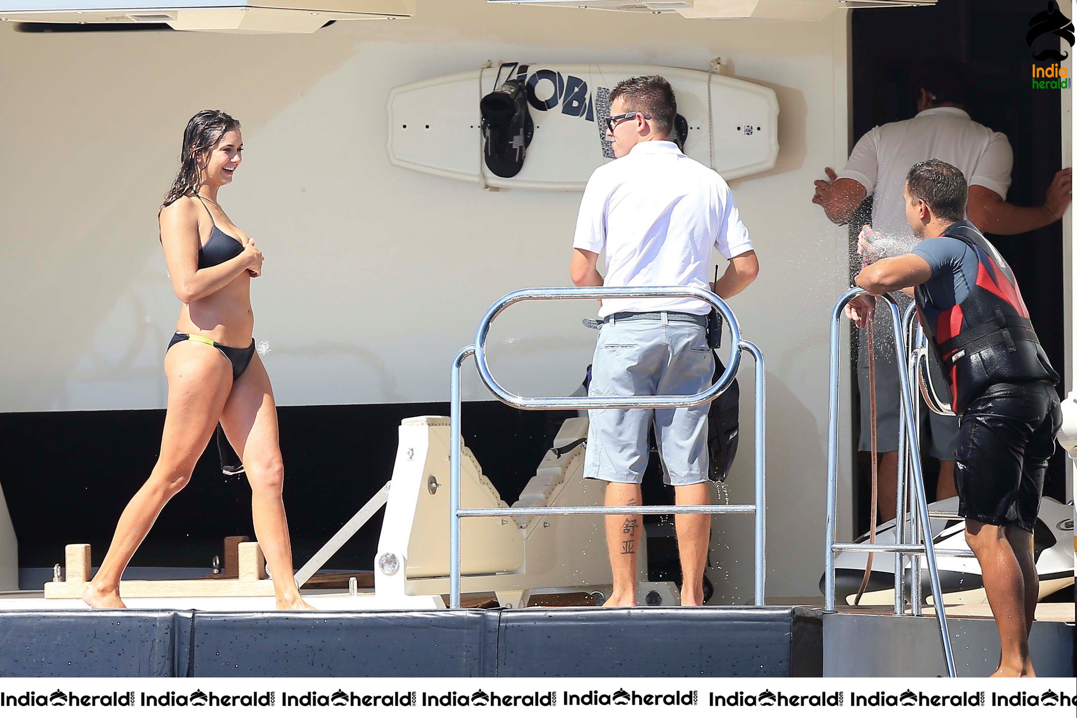 Nina Dobrev exposes her Hot Young Body in Black Bikini at Ibiza Set 2