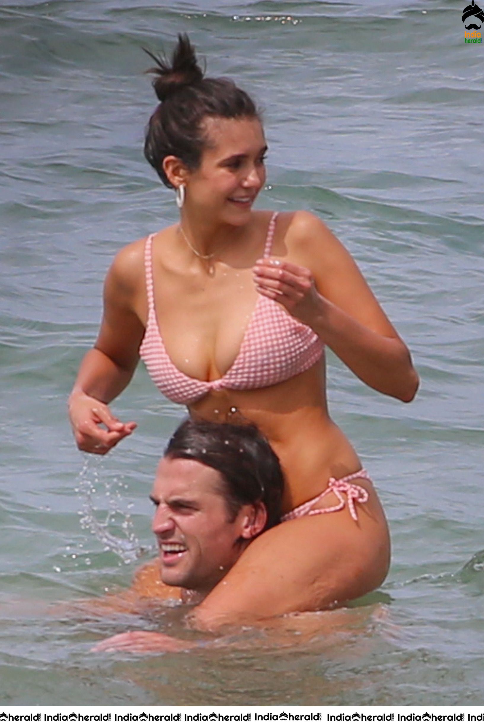 Nina Dobrev Exposing in Bikini and enjoying with Boyfriend Grant Mellon in beach Set 1