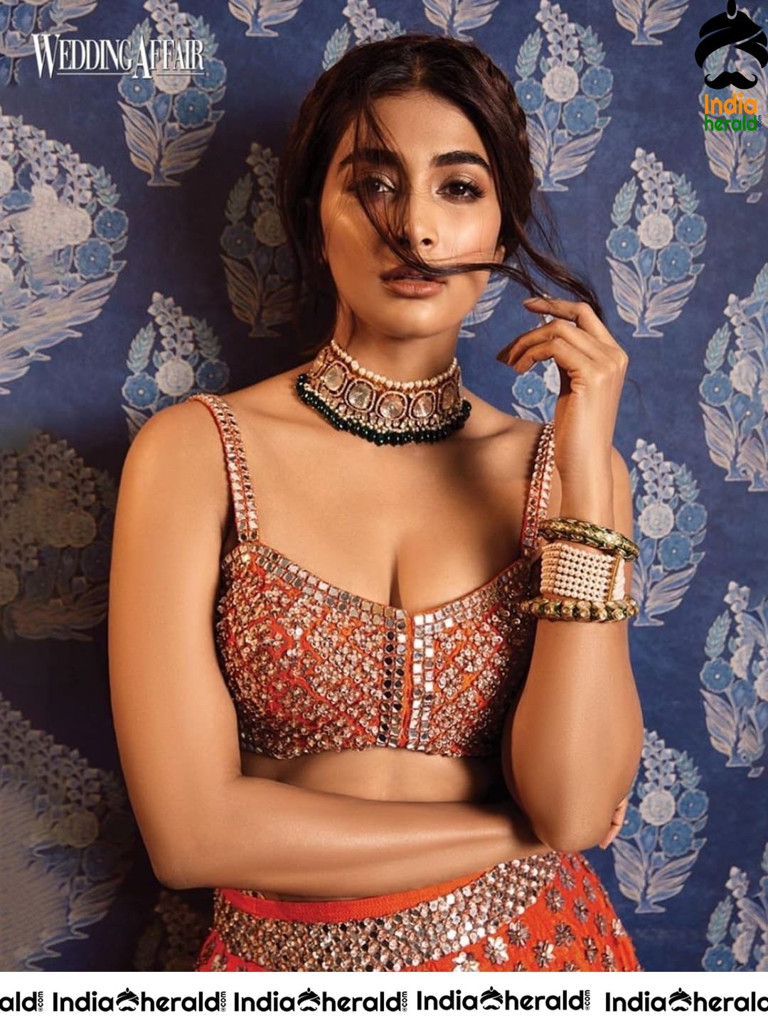 Pooja Hegde Spotted in Bra for Wedding Affairs Magazine