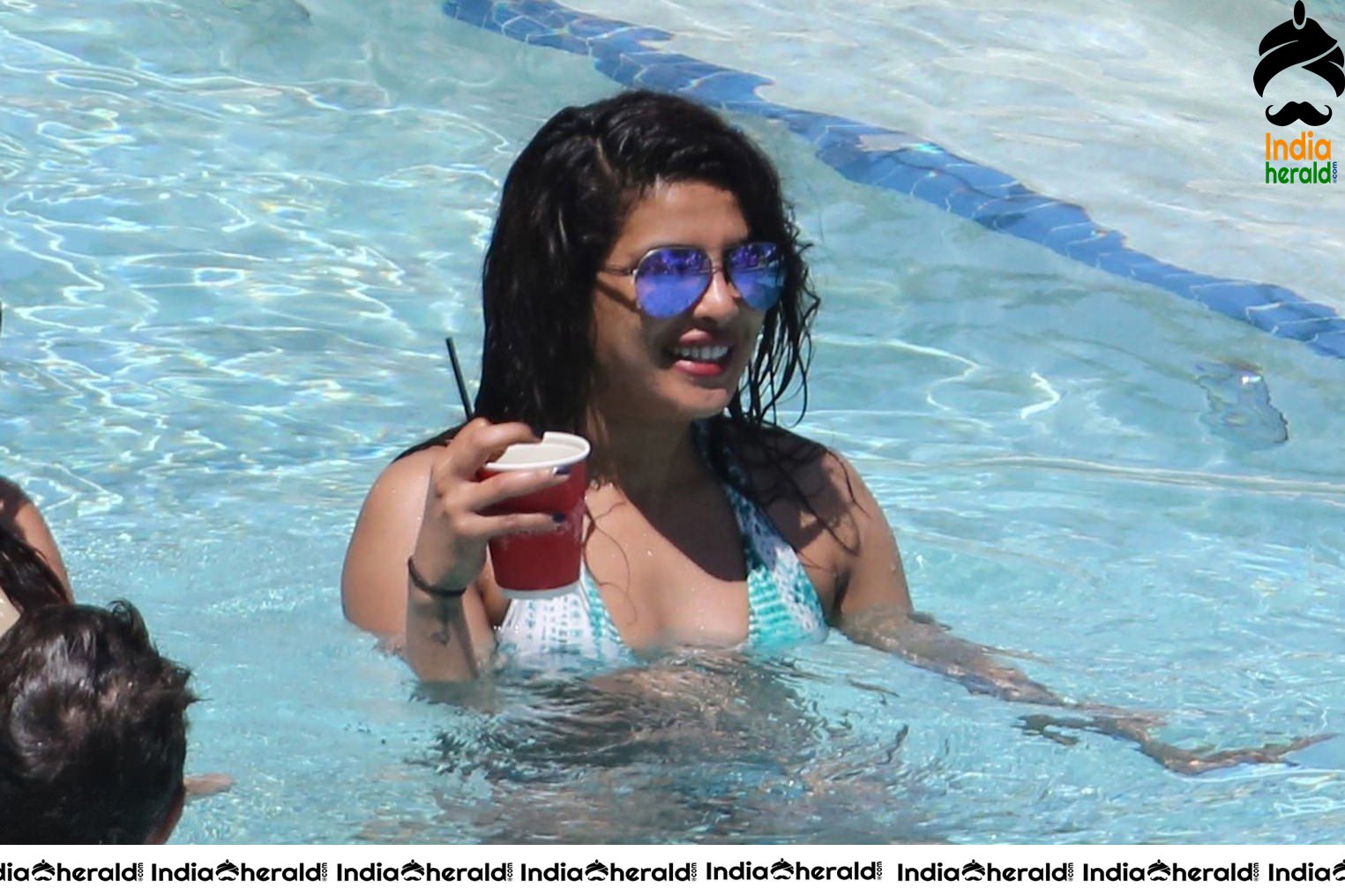 Priyanka Chopra Hot Photos in Bikini by pool side in Miami Set 1