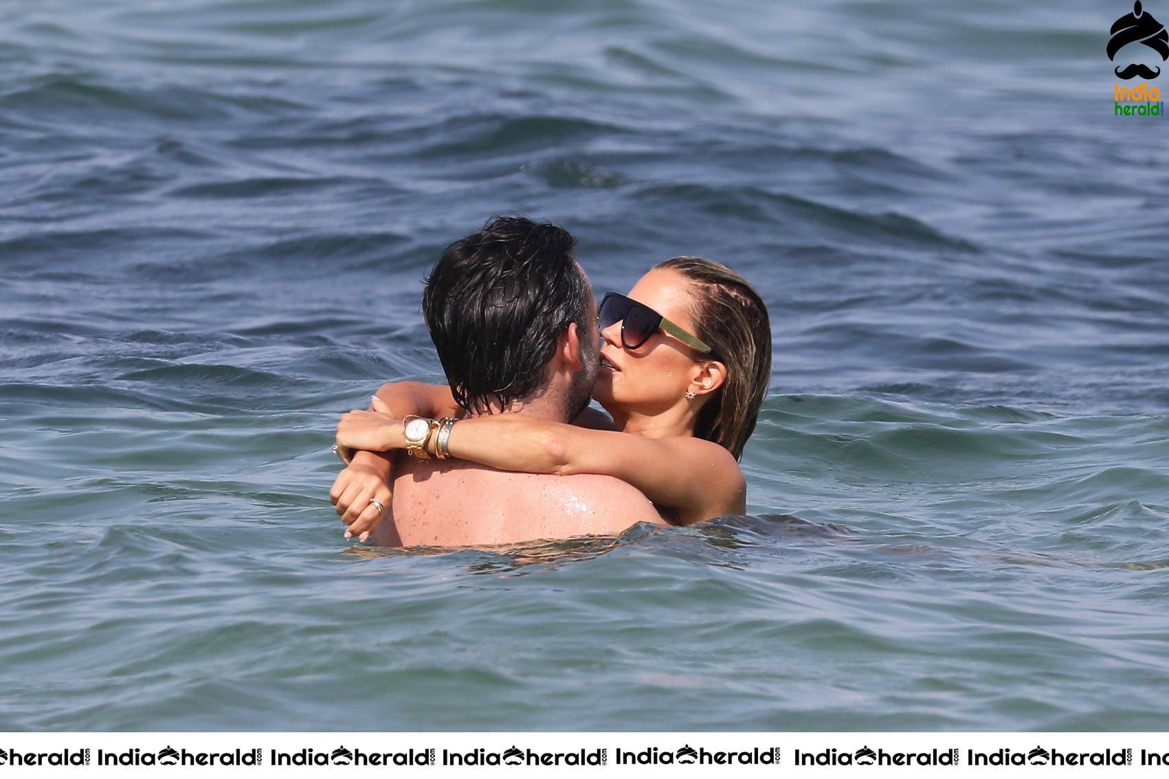 Sylvie Meis in Bikini and Enjoying with Boyfriend by bathing in the Beach