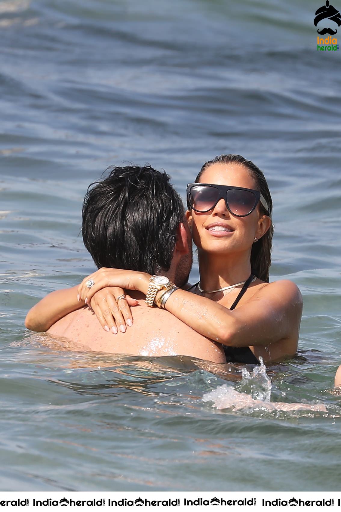 Sylvie Meis in Bikini and Enjoying with Boyfriend by bathing in the Beach