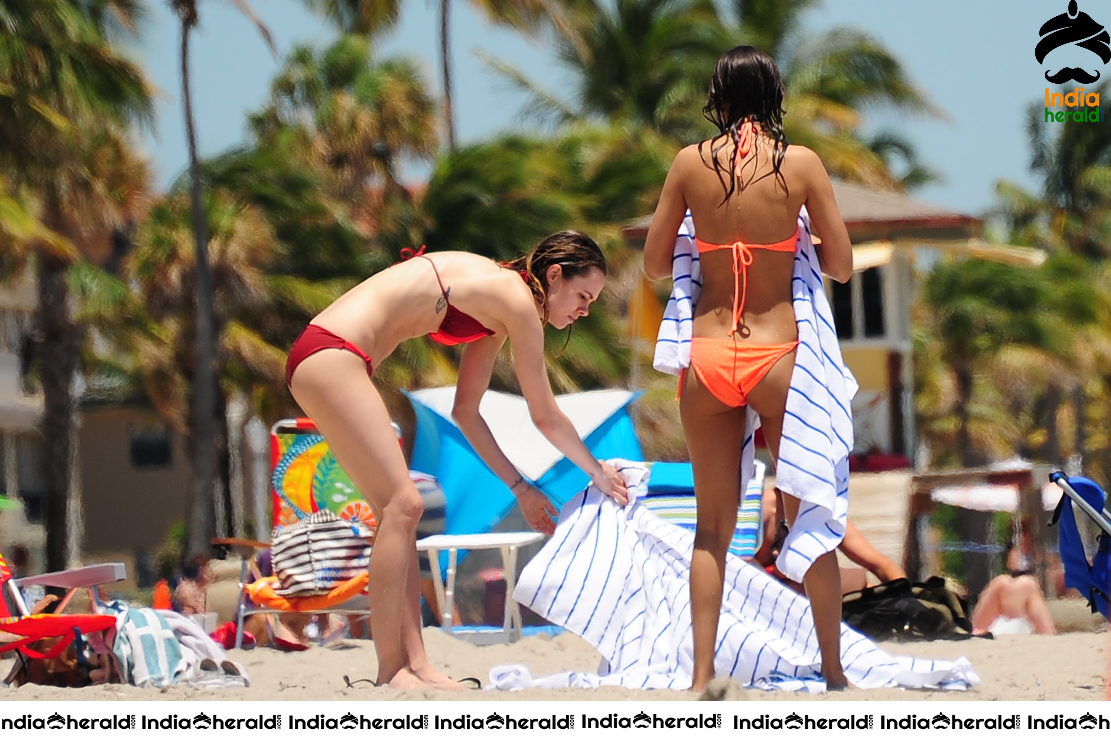 Victoria Justice Wearing a Neon Lace Bikini at Fort Lauderdale Beach Set 2