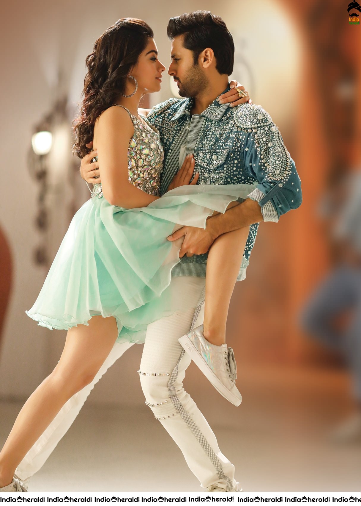 Nithiin and Rashmika in Bheeshma Movie Stills