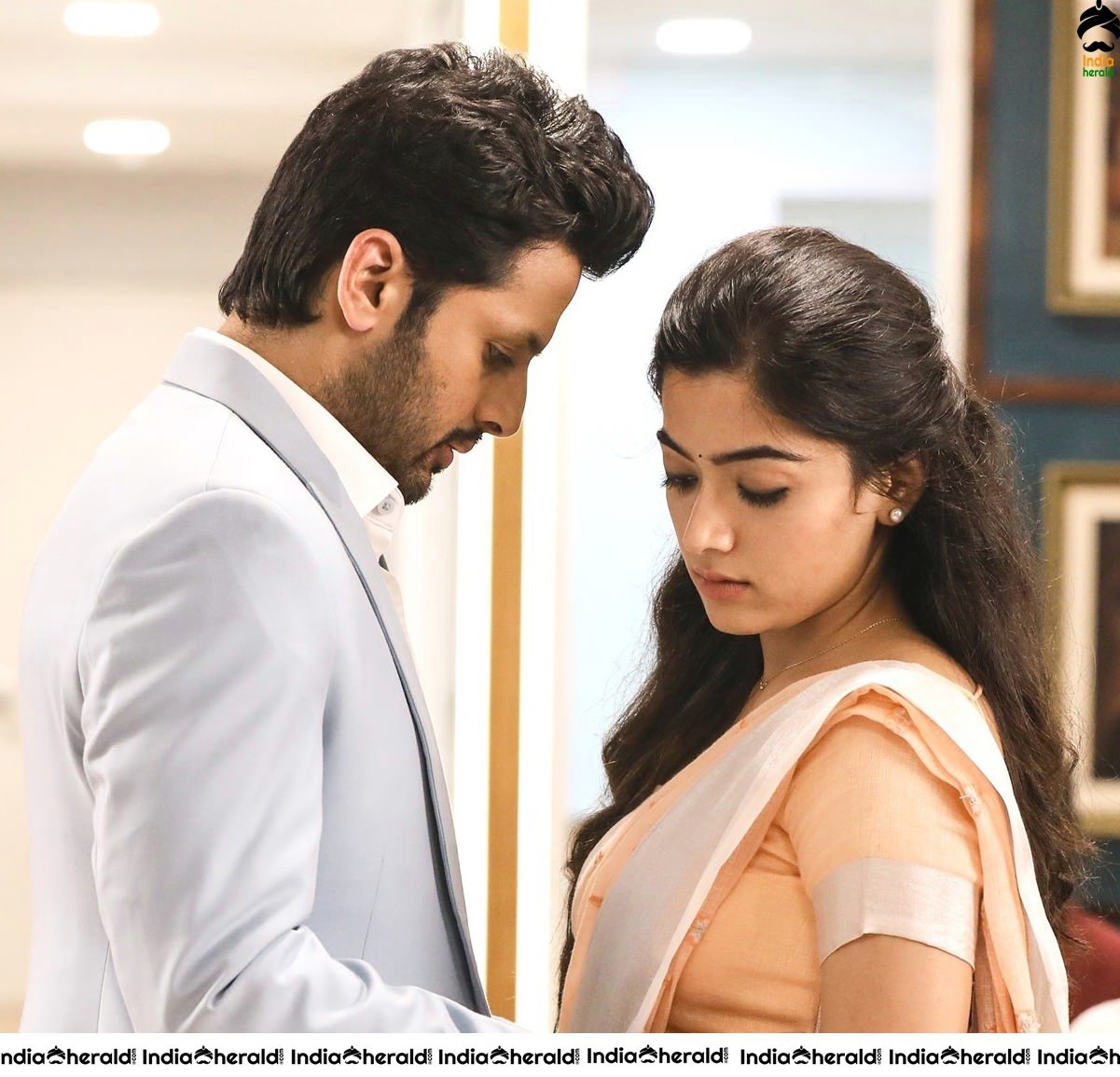 Nithiin and Rashmika in Bheeshma Movie Stills