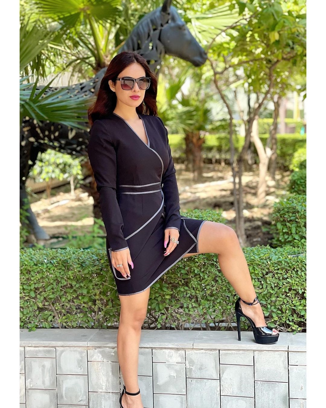 Neha Malik Hot Photos Gallery In Black Dress