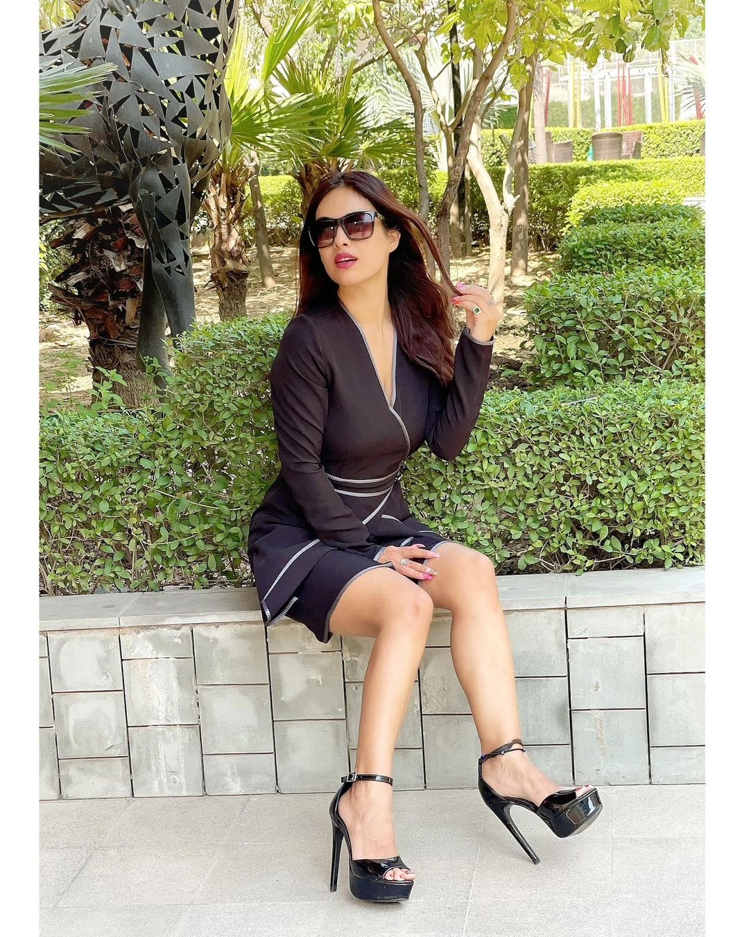 Neha Malik Hot Photos Gallery In Black Dress