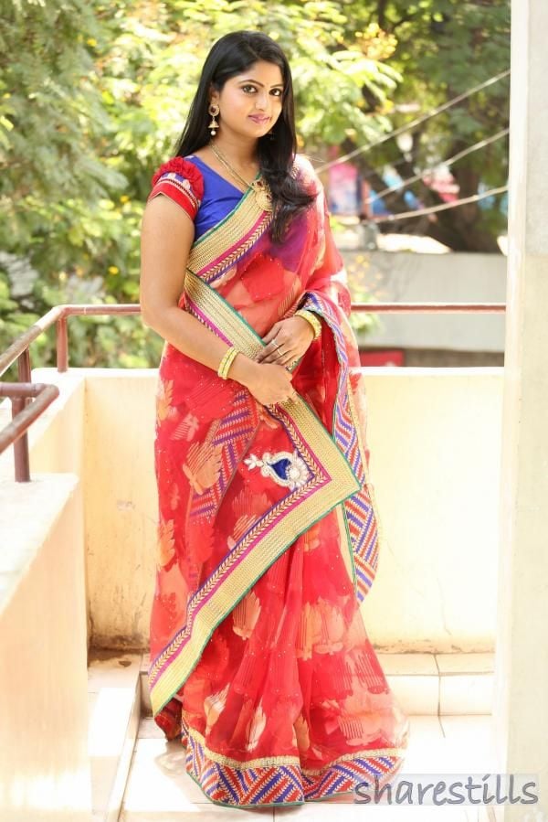 Telugu Tv Actress Mounica Saree Pics