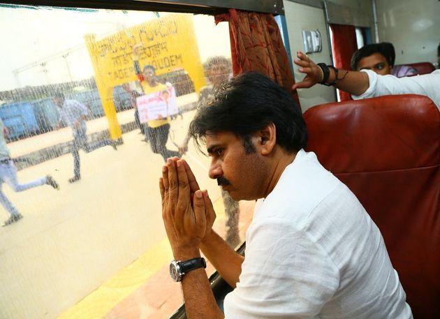 Pawan kalyan Train Journey Photos