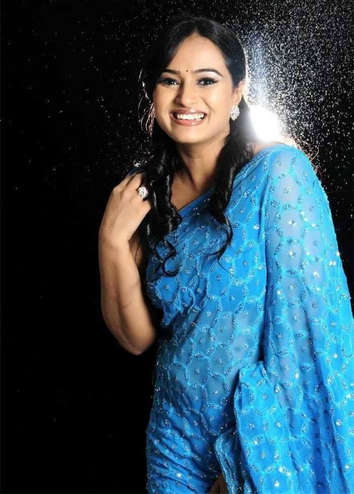 Actress Anupama Blue Saree Photos