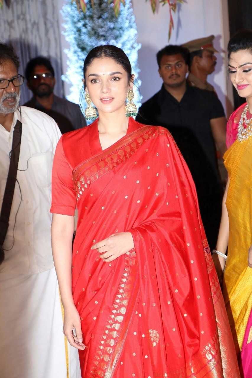 Aditi Rao Hydari Red Saree Photos