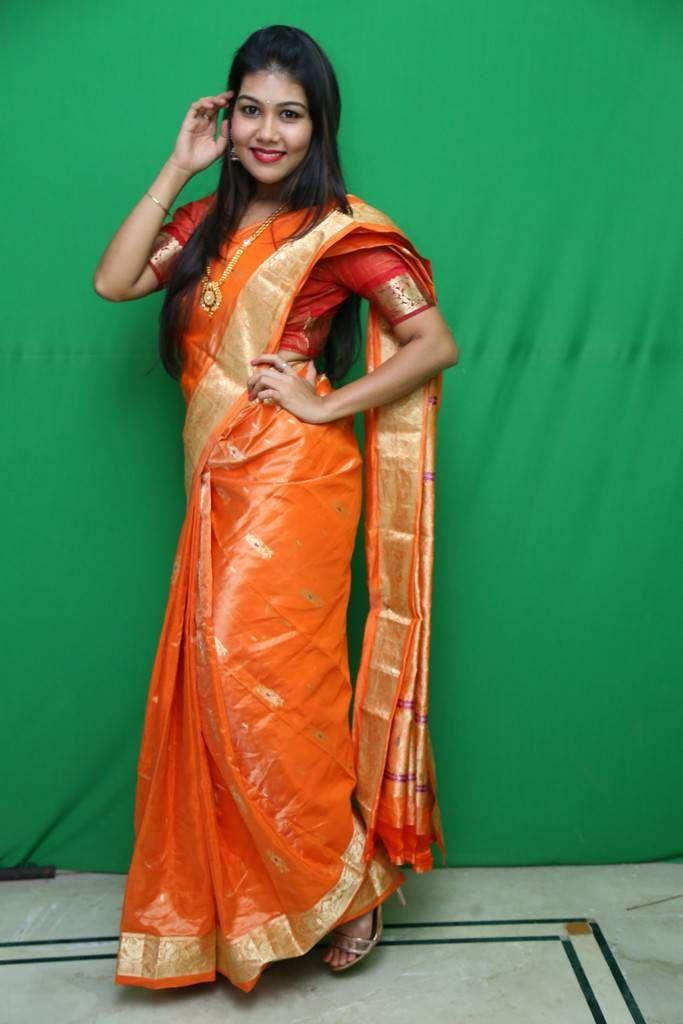 Rachana Smith Photo Shoot Stills In Traditional Orange Saree