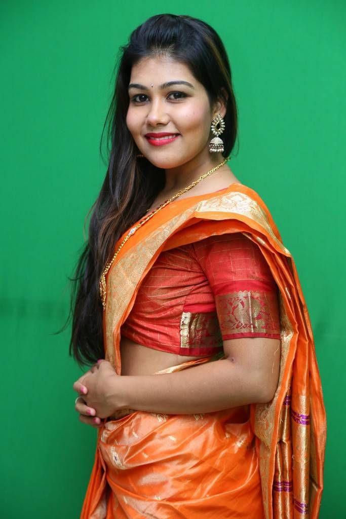 Rachana Smith Photo Shoot Stills In Traditional Orange Saree