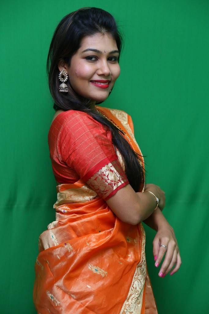 Rachana Smith Photo Shoot Stills In Traditional Orange Saree