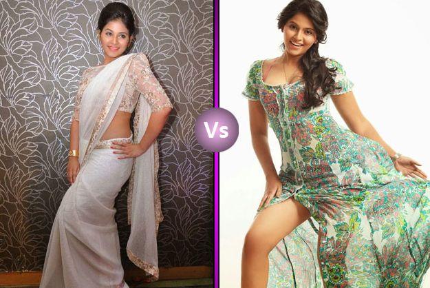 South Indian Actress In Traditional Dress V/s Western Dress Photos