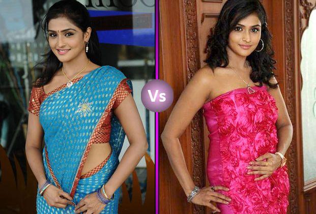 South Indian Actress In Traditional Dress V/s Western Dress Photos