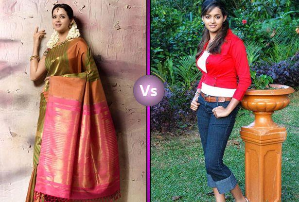 South Indian Actress In Traditional Dress V/s Western Dress Photos