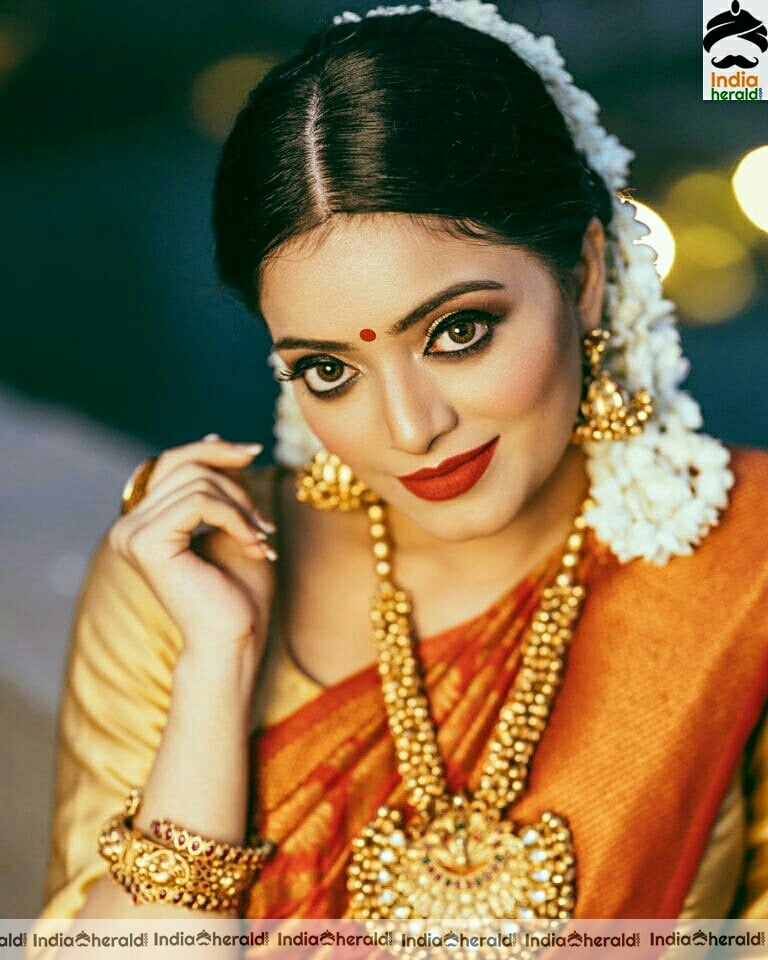 Janani Iyer traditional photos in saree