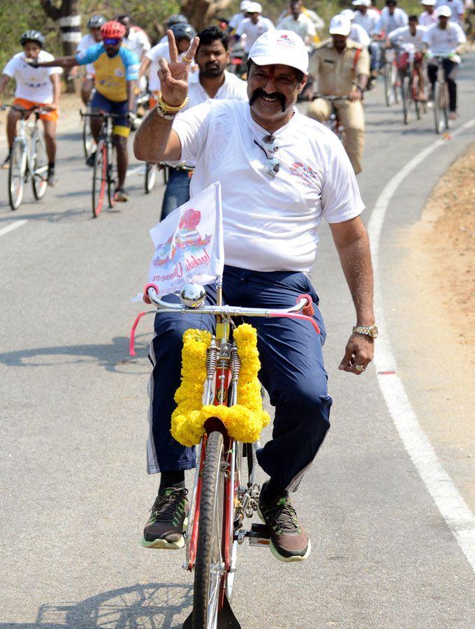 Hindupur MLA Nandamuri Balakrishna participates in a cycle rally Photos