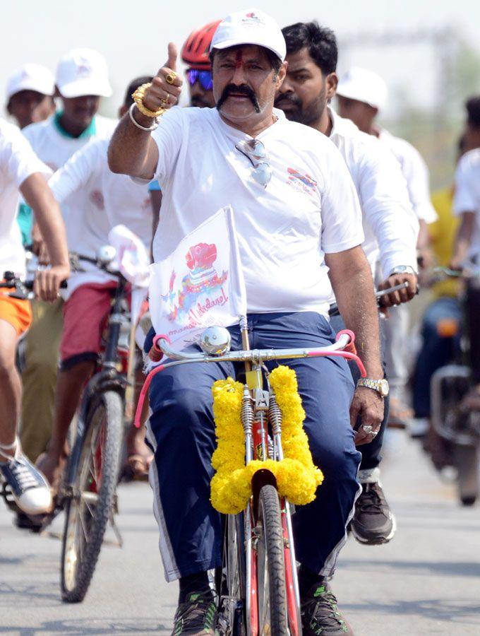 Hindupur MLA Nandamuri Balakrishna participates in a cycle rally Photos