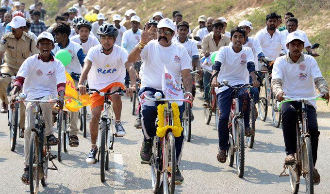 Hindupur MLA Nandamuri Balakrishna participates in a cycle rally Photos